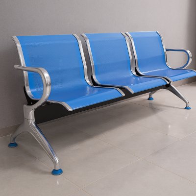 Linked Office Chair - Blue 3 Seater