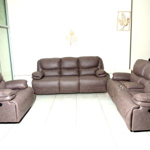 Leos Grey Recliner Sofa Set with Console