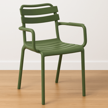 Slatted Back Armchair - Green