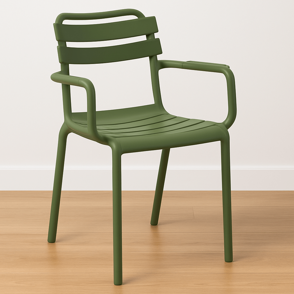 Slatted Back Armchair - Green 1 Slatted Back Armchair - Green