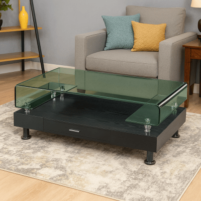 Coffee Table - Black Tamper Glass Top