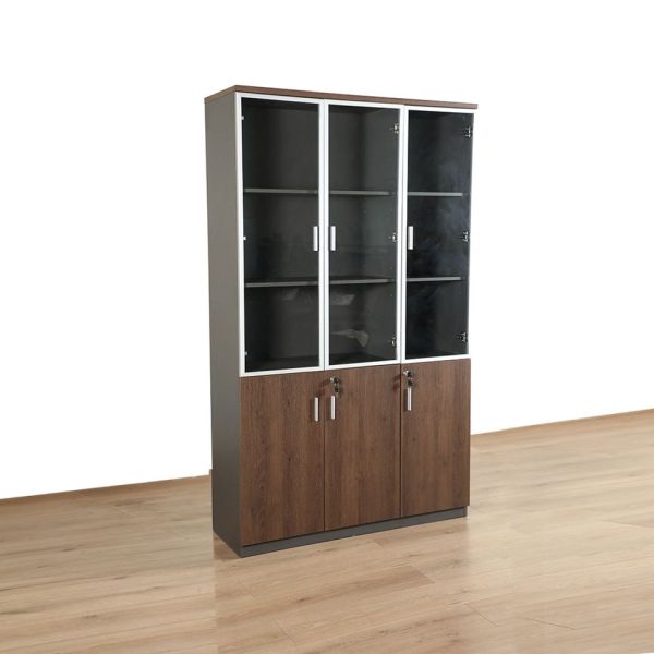 Wooden Filing Cabinet with Half Glass
