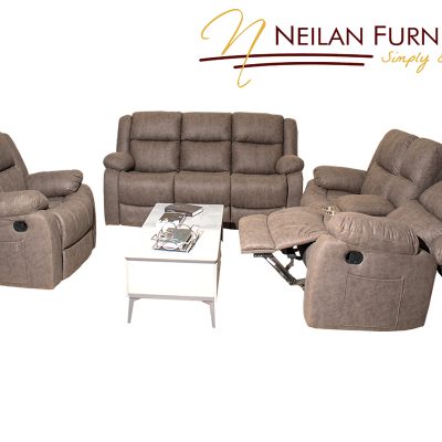 Grey Recliner Sofa Set - Bruno