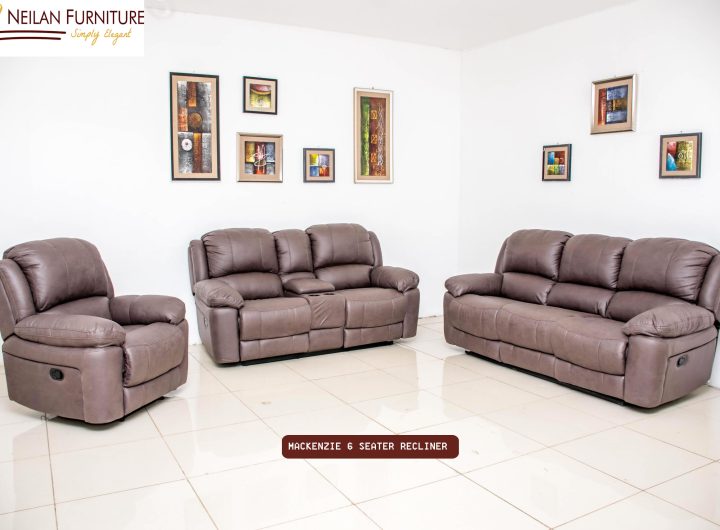 Mackenzie Grey 6 Seater Recliner Sofa Set