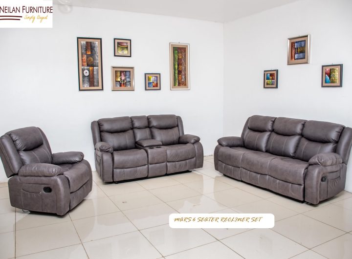 Recliner Sofa - Grey 6 Seater