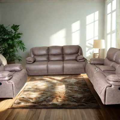 Leos Grey Recliner Sofa Set – 6-Seater Comfort