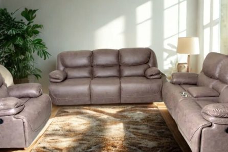 Leos Grey Recliner Sofa Set – 6-Seater Comfort