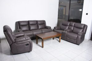 Oscar Grey Recliner Sofa Set with Console