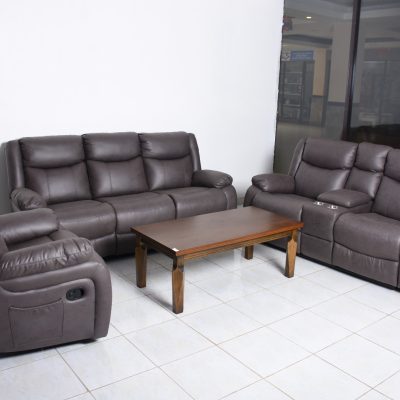 Oscar Grey Recliner Sofa Set with Console