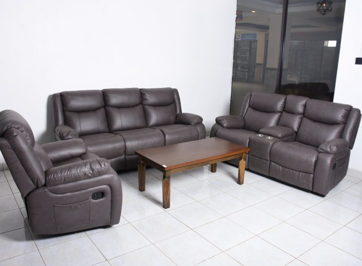 Oscar Grey Recliner Sofa Set with Console