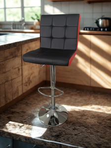 This Nyati Bar Stool is a high stool with an adjustable gas lift and cozy softback available
