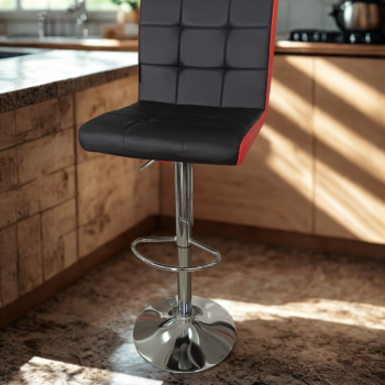 This Nyati Bar Stool is a high stool with an adjustable gas lift and cozy softback available