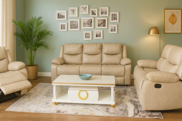 Cream 6 Seater Recliner Sofa Set in Kenya