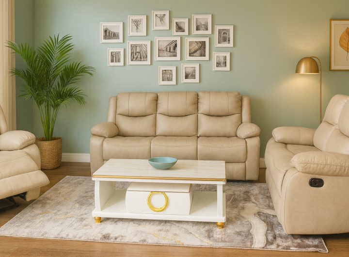 Cream 6 Seater Recliner Sofa Set in Kenya
