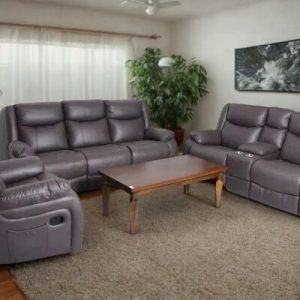 Oscar Grey Recliner Sofa Set with Console
