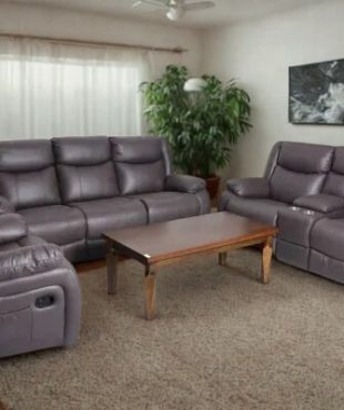 Oscar Grey Recliner Sofa Set with Console