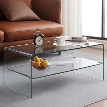 PureView Glass Coffee Table With Shelf