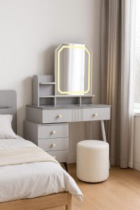 Luxe Glow Vanity Desk with LED Mirror
