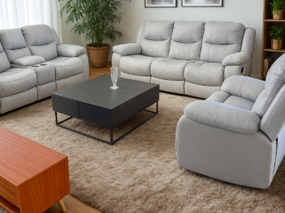 Platinum Grey Recliner Sofa Set (3+2+1)