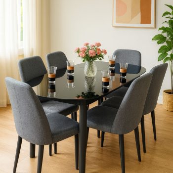 Liora 6-Seater Glass Dining Set