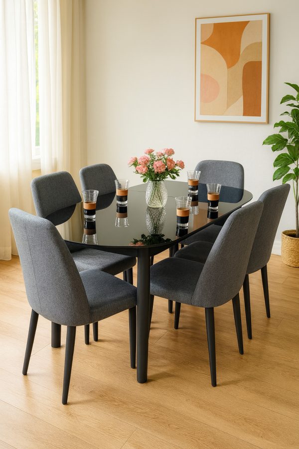 Liora 6-Seater Glass Dining Set