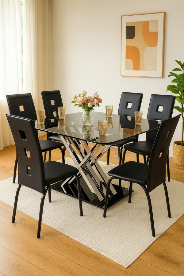 Astra 6-Seater Glass Dining Set