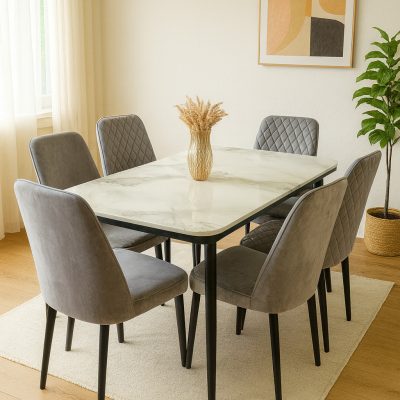 Celeste 6-Seater Marble Dining Set