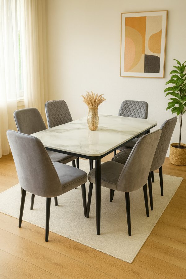 Celeste 6-Seater Marble Dining Set
