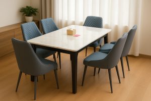 Novara 6-Seater Marble Dining Set