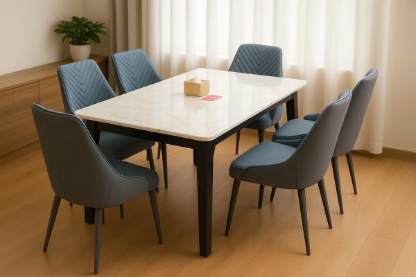 Novara 6-Seater Marble Dining Set