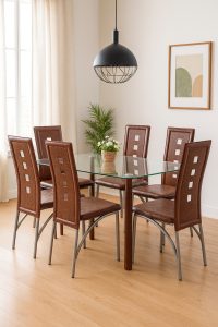Arden Glass Dining Set – 6 Seater