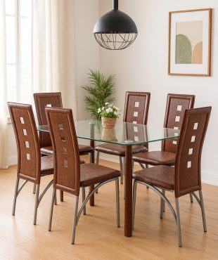 Arden Glass Dining Set – 6 Seater