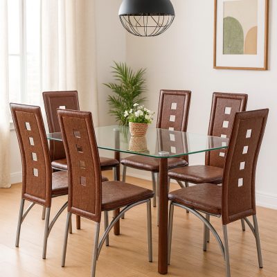 Arden Glass Dining Set – 6 Seater
