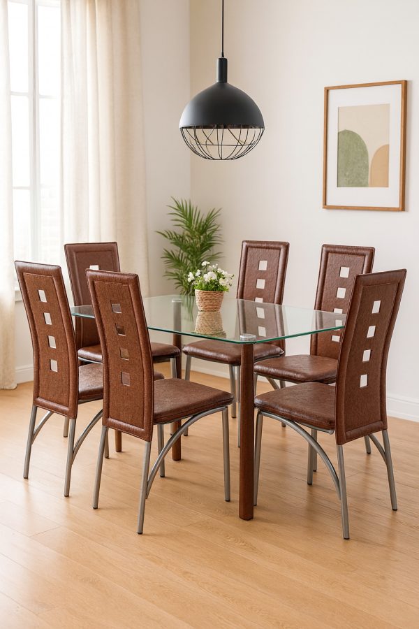 Arden Glass Dining Set – 6 Seater