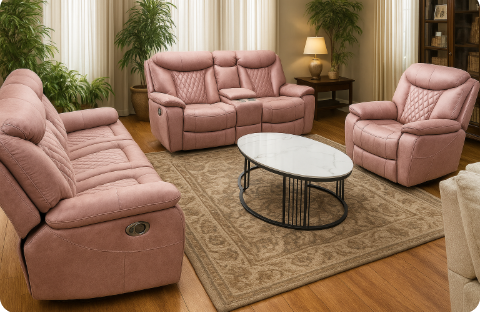 Blush Luxe Recliner Sofa Set (3+2+1) 1 Blush Luxe Recliner Sofa Set (3+2+1)