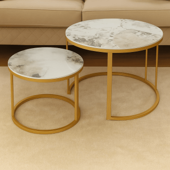 LuxeMarble Nest Stools Set