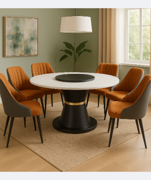 Celano 6-Seater Marble Dining Set