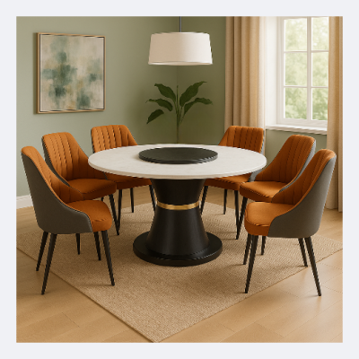 Celano 6-Seater Marble Dining Set
