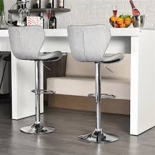 AeroLift Light Grey Swivel Bar Stool