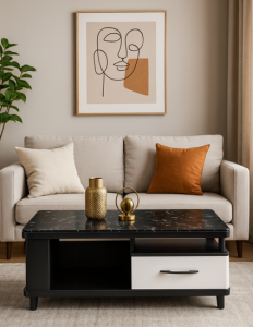 Luxe Contrast Marble Coffee Table