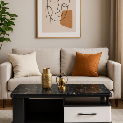 Luxe Contrast Marble Coffee Table