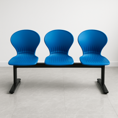 3 Seater Linked Bench - Blue