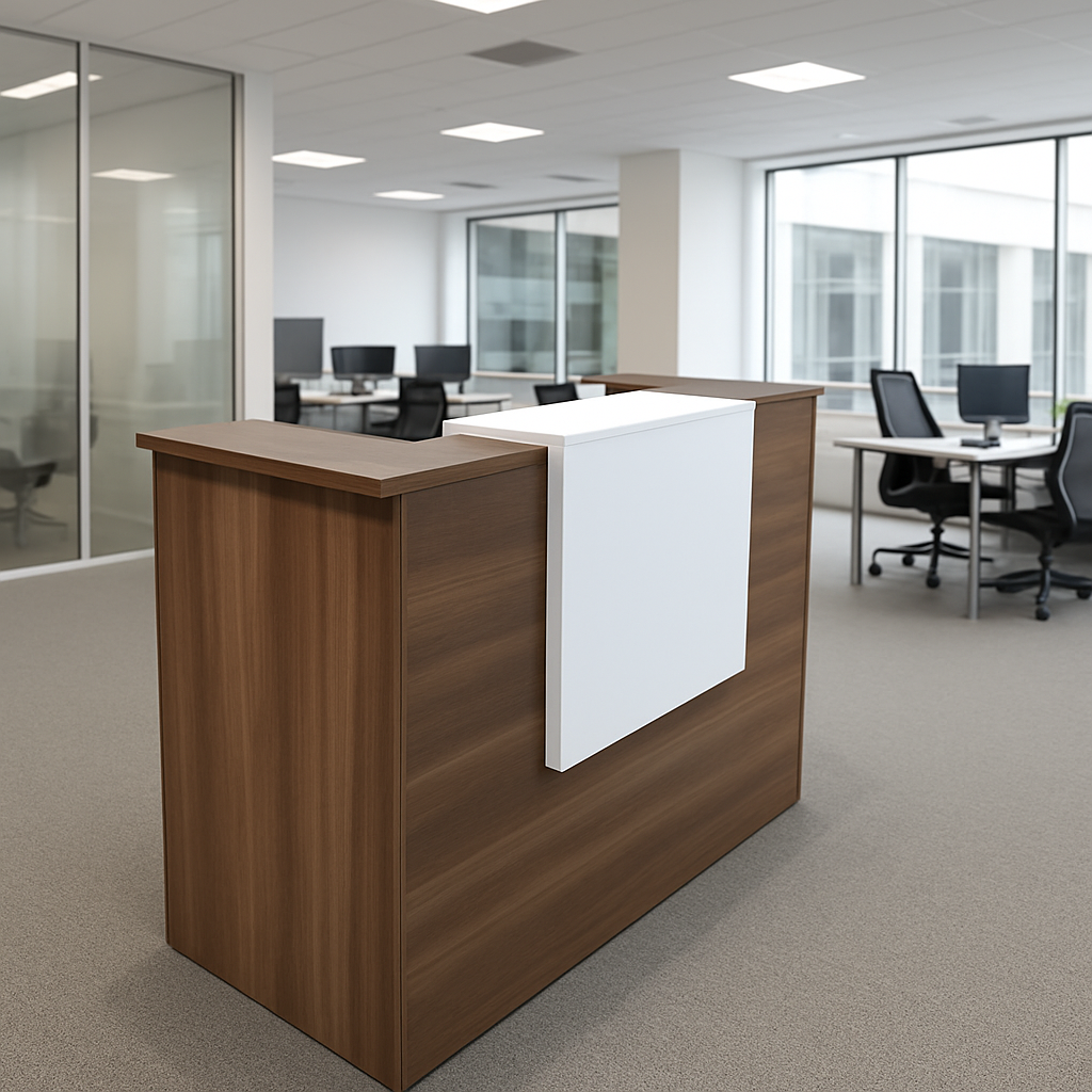 1600mm Reception Counter Desk - Walnut 1 1600mm Reception Counter Desk - Walnut