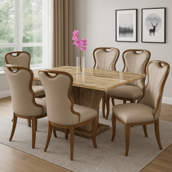 Classic Dining Set - Brown Marble
