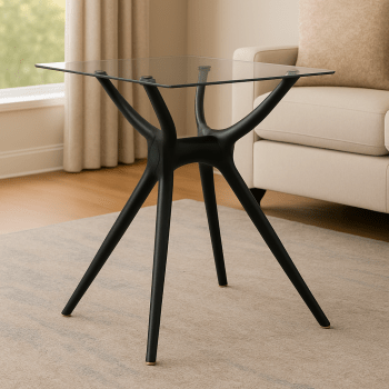 Glass Bistro Table with Elegant Black Frame