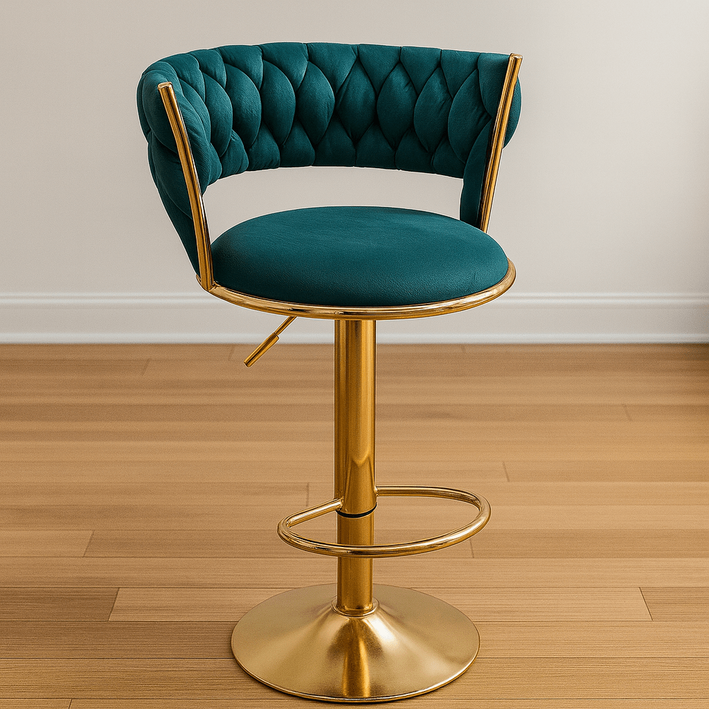 Emerald Luxe Adjustable Bar Stool (Gold Base) 1 Emerald Luxe Adjustable Bar Stool (Gold Base)