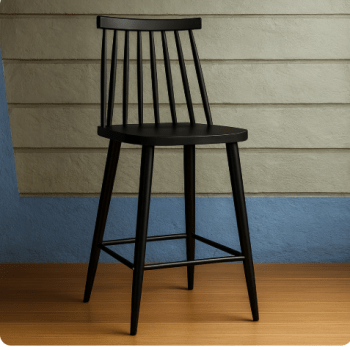 Classic Black Wooden Bar Stool (Spindle Back Design)