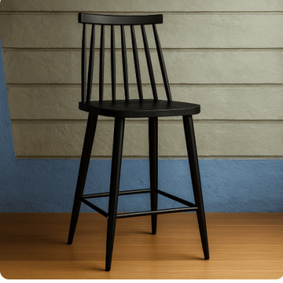 Classic Black Wooden Bar Stool (Spindle Back Design)