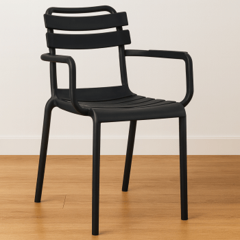 Slatted Back Armchair - Black