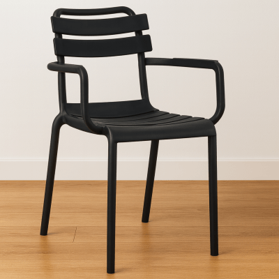 Slatted Back Armchair - Black